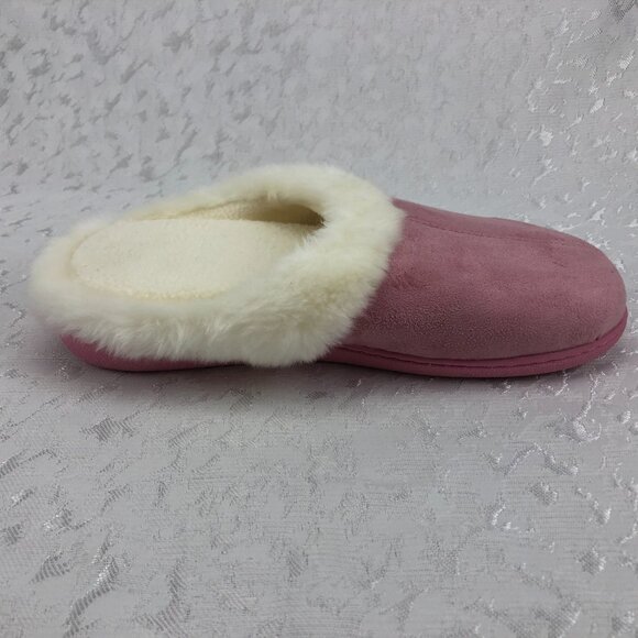 Cozy Memory Foam Fleece-Lined Faux Suede Pink Slippers Size Small (5-6) NWT - Picture 7 of 10